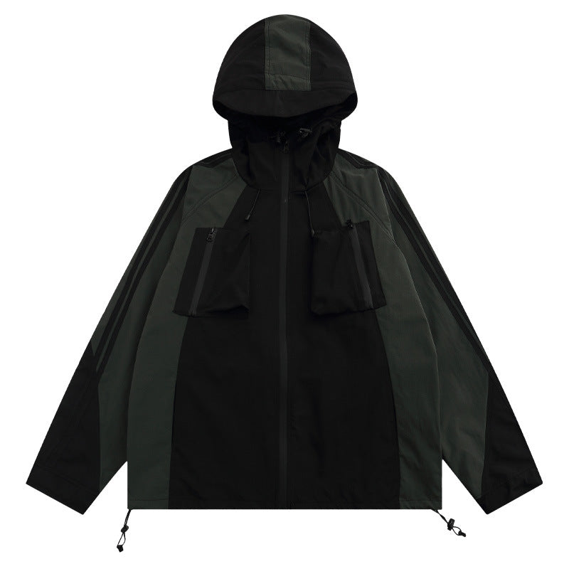 Kapuzenjacke mit Reißverschluss und Farbblock