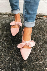 Mules con tacones de lazo