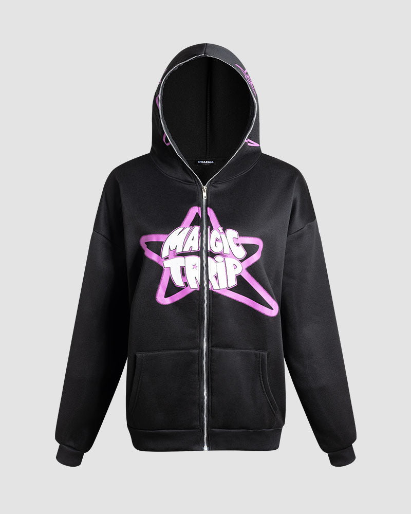 Magic Trip Grafik-Kapuzenpullover mit Reißverschluss