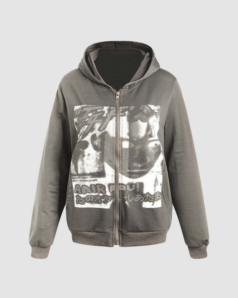 Sudadera con capucha y cremallera con gráfico retro Dilution 