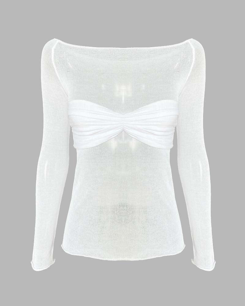 Top bandeau de malla con hombros descubiertos Therris 
