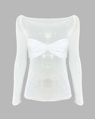 Top bandeau de malla con hombros descubiertos Therris 