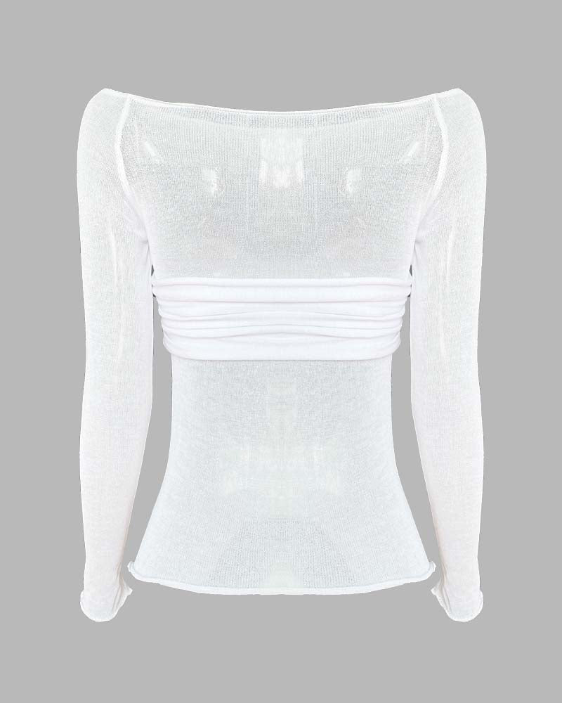 Top bandeau de malla con hombros descubiertos Therris 