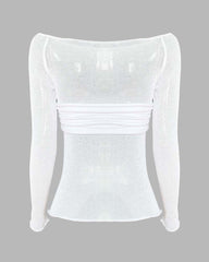 Top bandeau de malla con hombros descubiertos Therris 