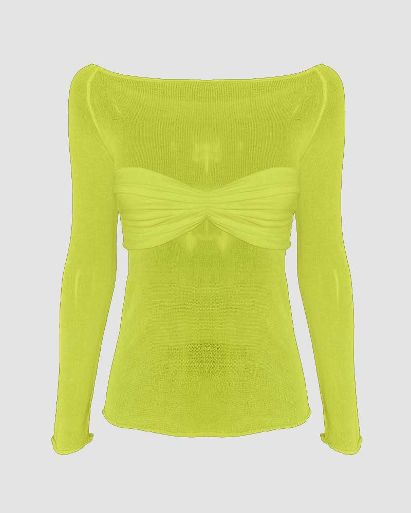 Top bandeau de malla con hombros descubiertos Therris 