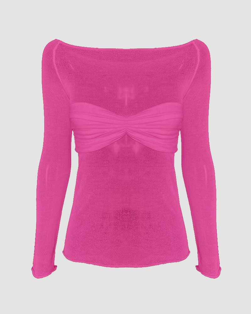 Top bandeau de malla con hombros descubiertos Therris 