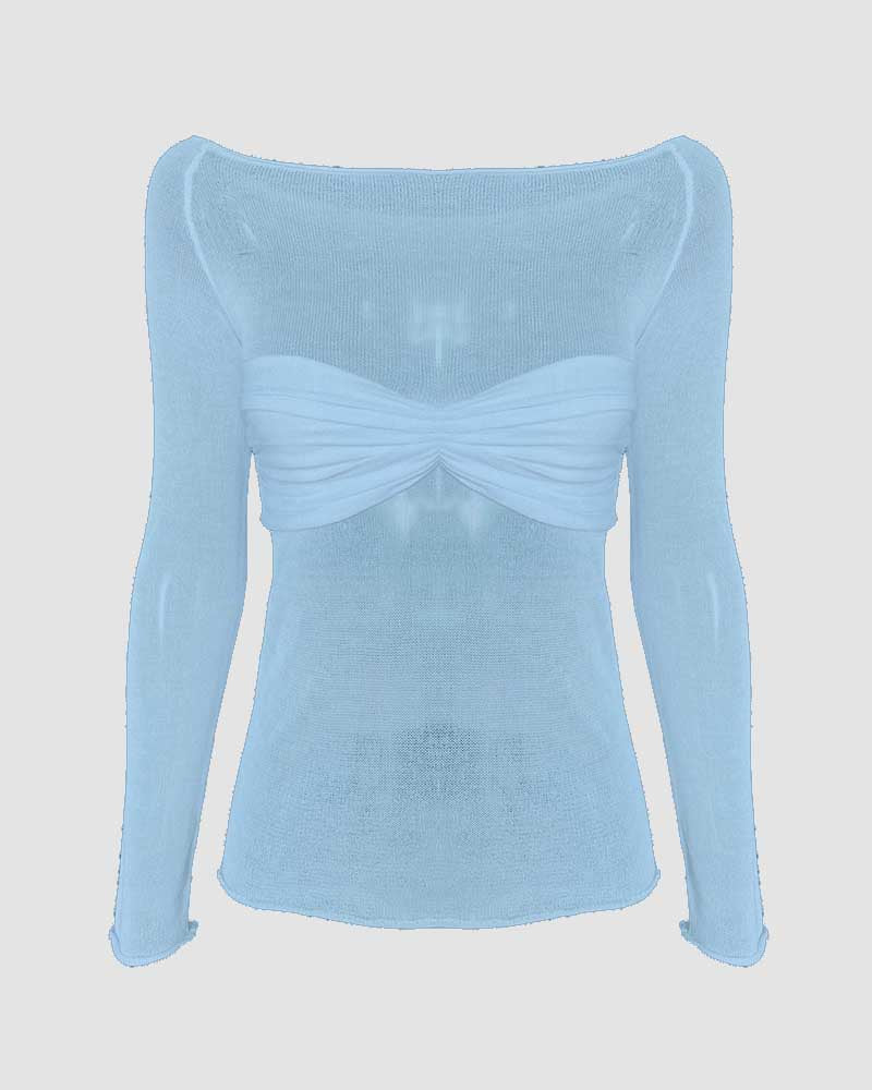 Top bandeau de malla con hombros descubiertos Therris 