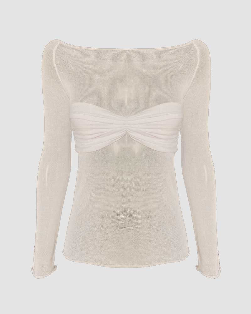Top bandeau de malla con hombros descubiertos Therris 