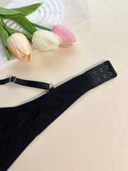Comfy Breathable Contrast Mesh Bras Wireless Push Up Bra Black