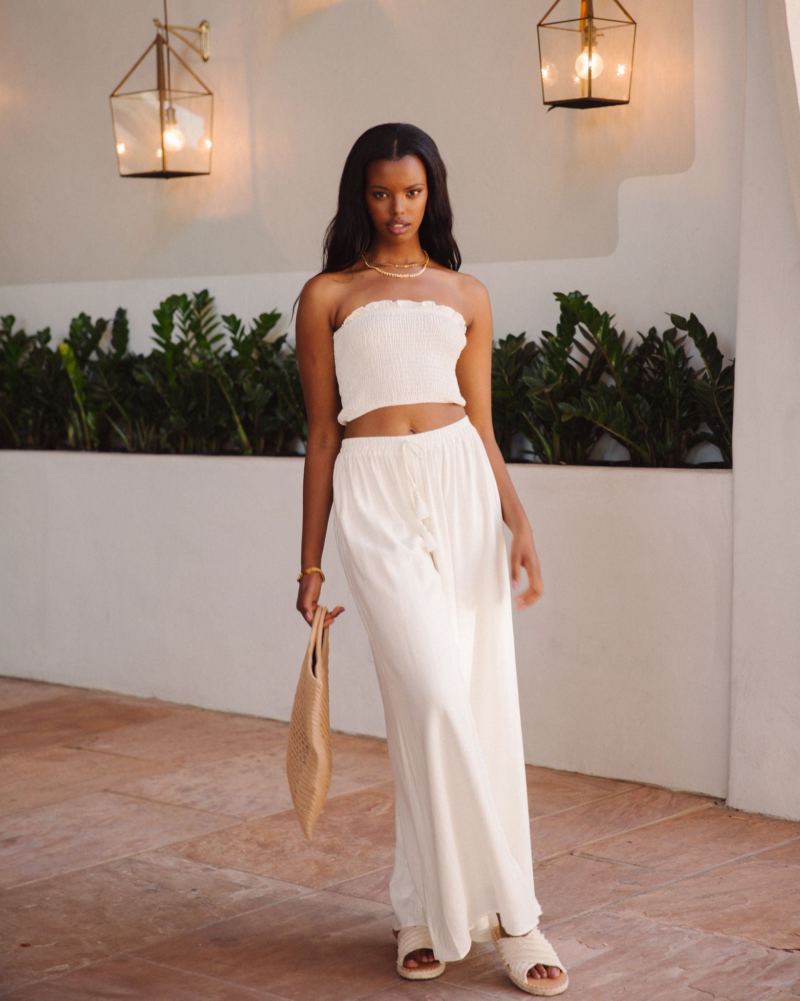 Teri Linen Blend Smocked Tube Top - Off White - FINAL SALE