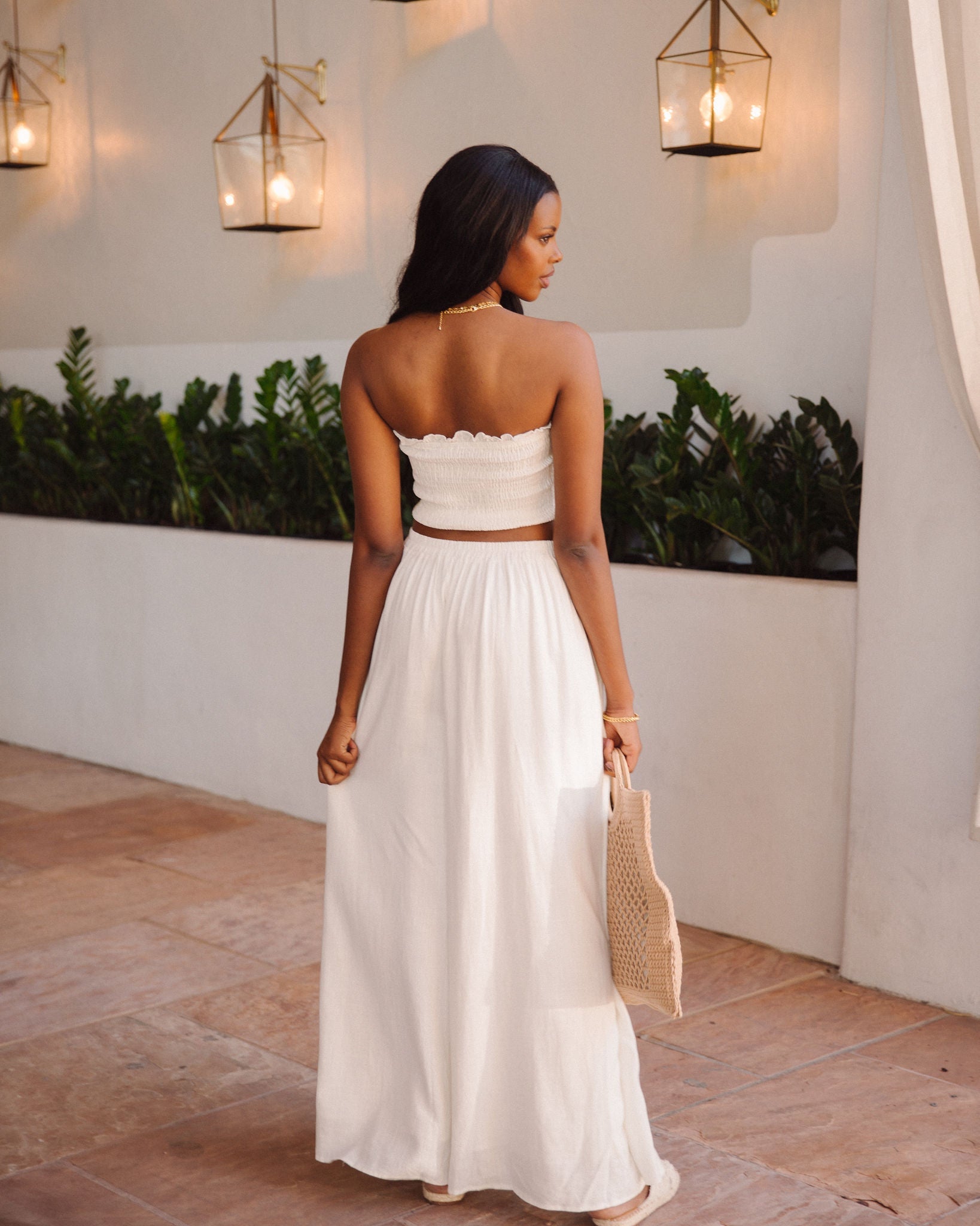 Teri Linen Blend Smocked Tube Top - Off White - FINAL SALE AAKA-001