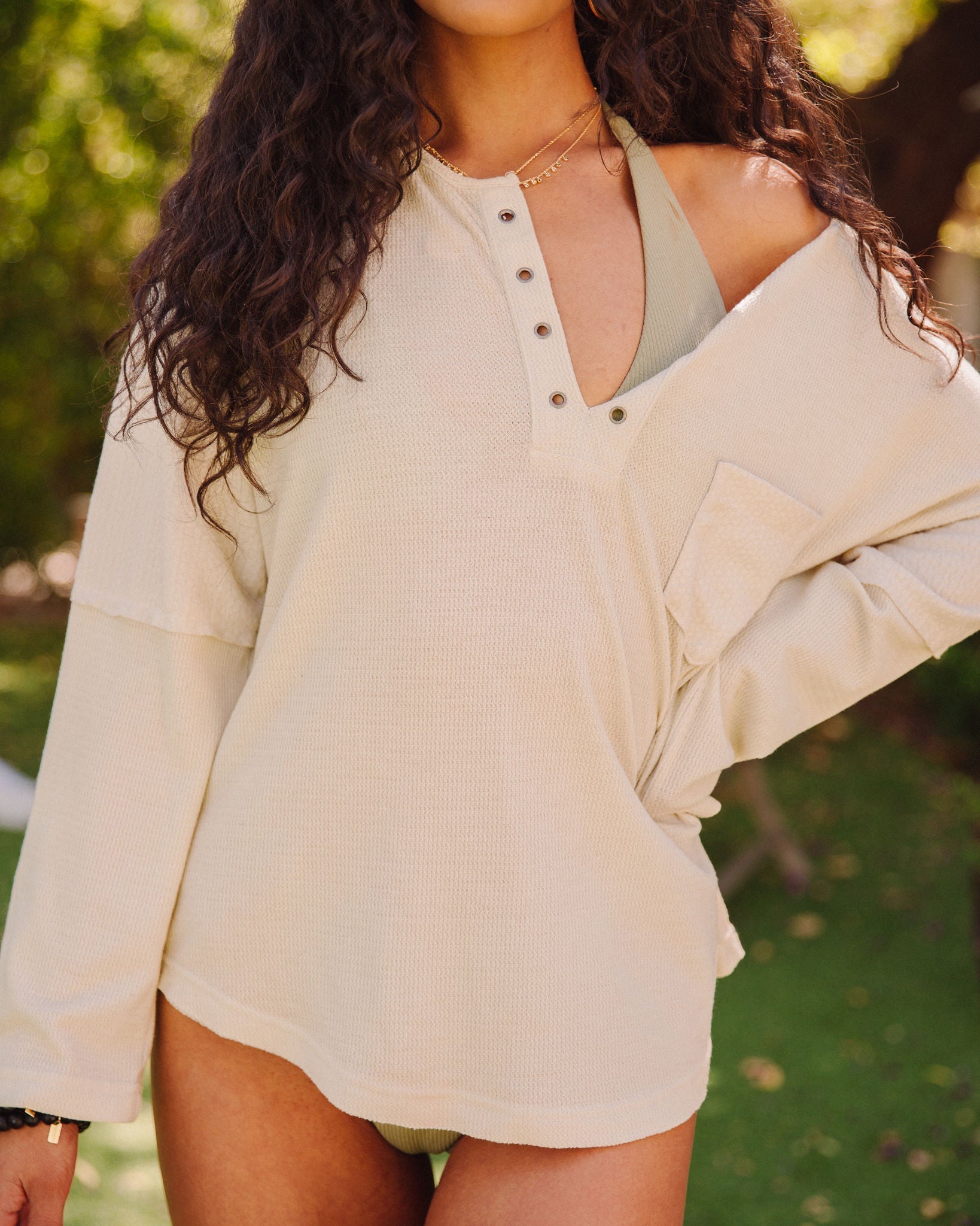Prism Washed Grommet Top – Geröstete Mandel – ENDGÜLTIGER VERKAUF