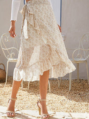 Ditsy Floral Tie Side High Low Skirt