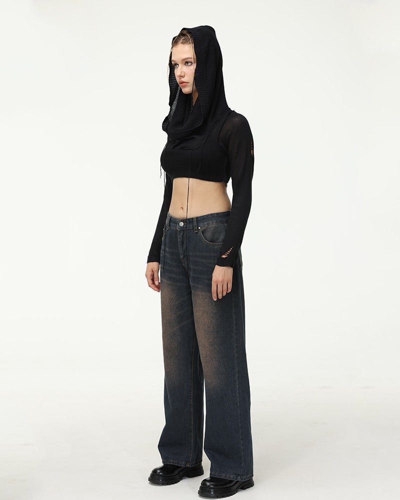 Oversize-Jeans mit verblasstem Dirigible-Aufdruck