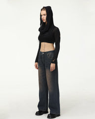 Oversize-Jeans mit verblasstem Dirigible-Aufdruck