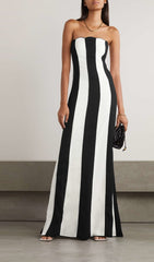 Trägerloses, gestreiftes Maxikleid