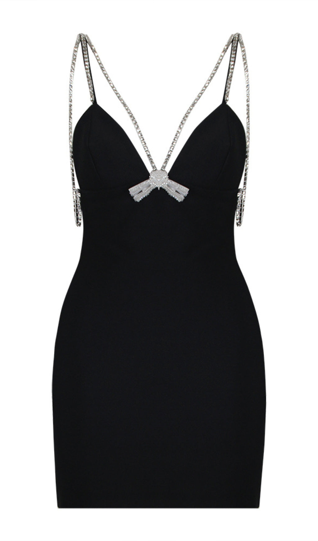 VESTIDO MINI DE TIRANTES CON CUELLO EN V EN NEGRO 