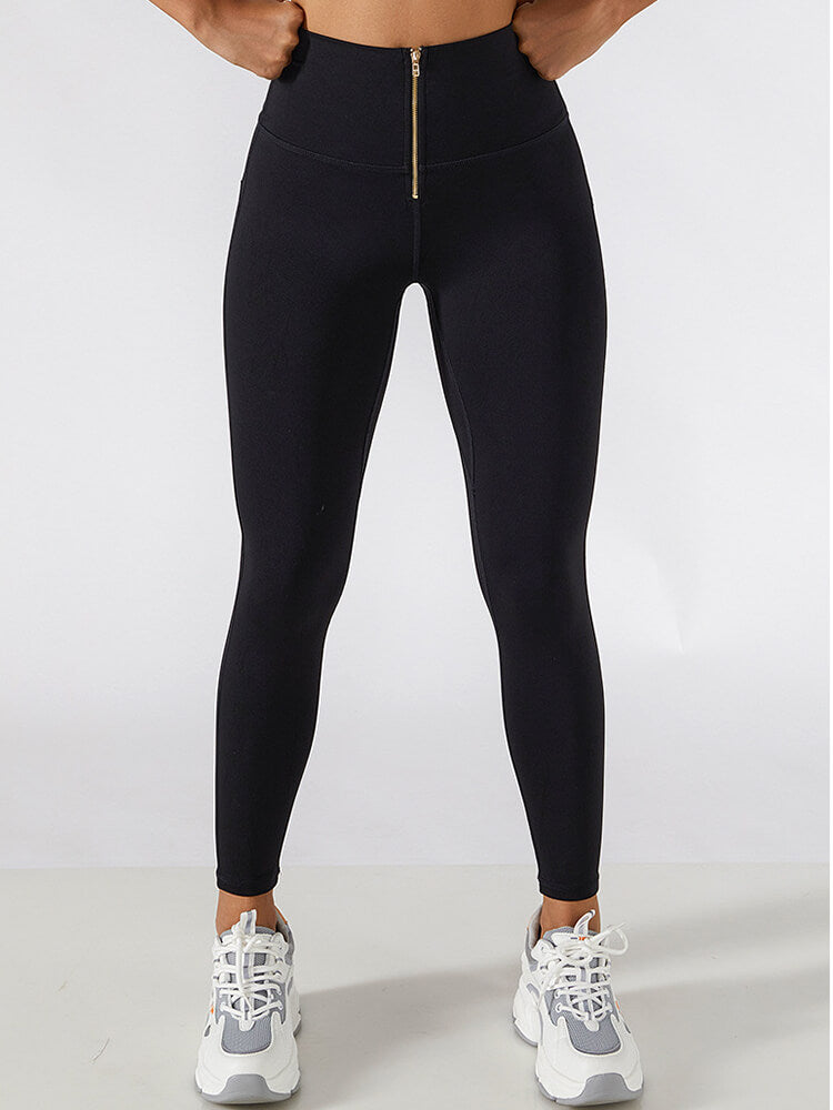 Empowerment Leggings mit Reißverschluss vorne und hoher Taille
