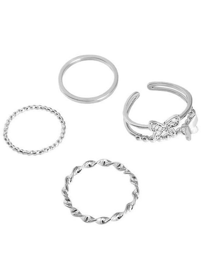 4pcs Butterfly Decor Simple Ring