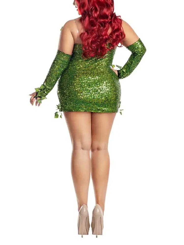 Kleid mit Glitzerblättern Dekor