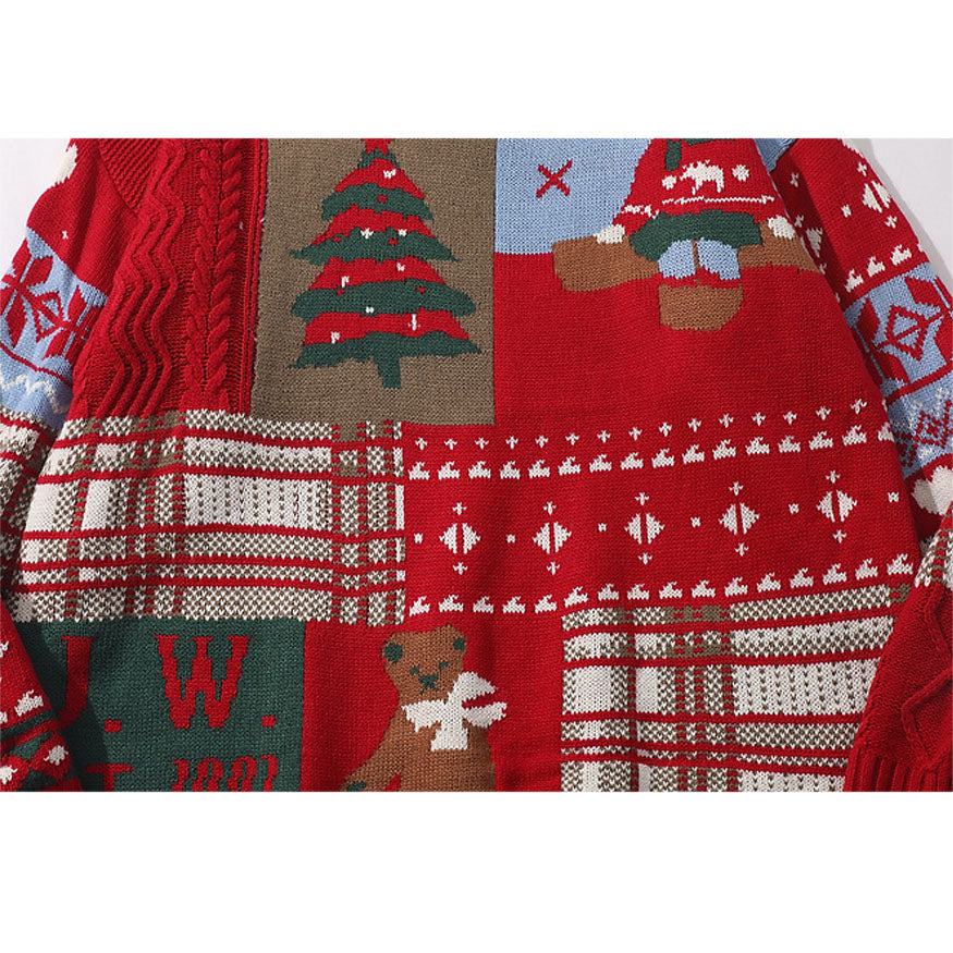 Suéter con estampado de oso navideño