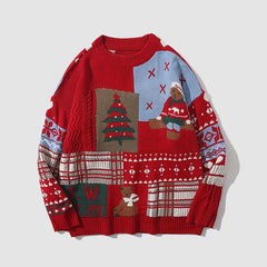 Suéter con estampado de oso navideño