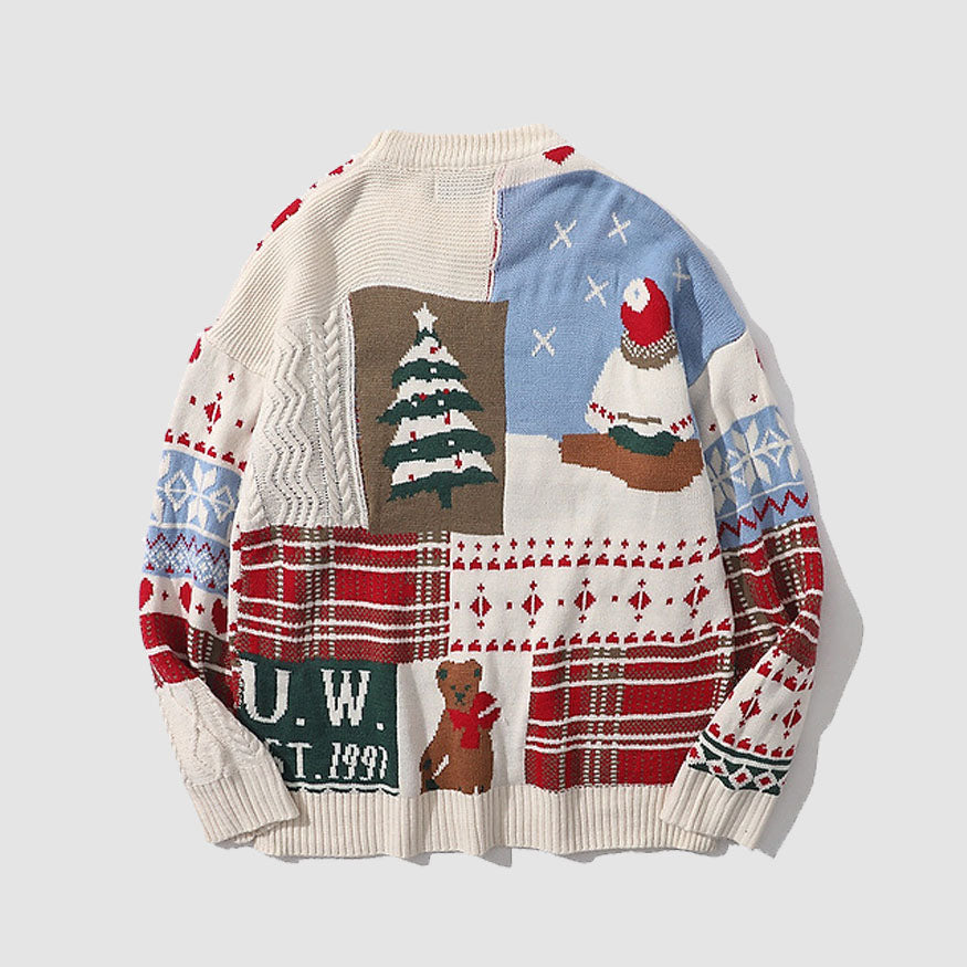 Suéter con estampado de oso navideño
