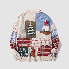 Suéter con estampado de oso navideño