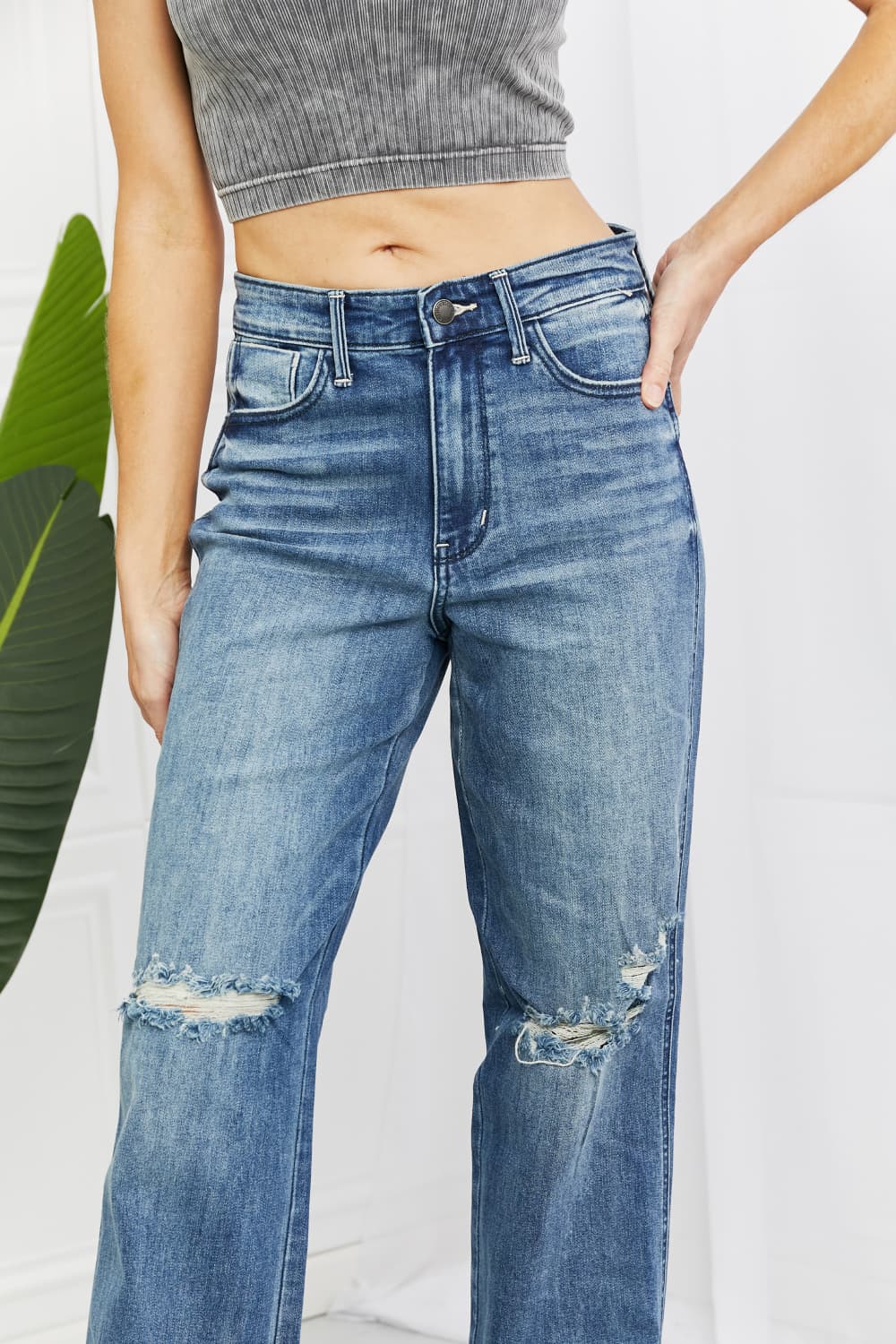 Judy Blue – Becka – Gerade Jeans in voller Größe mit mittelhohem Bund