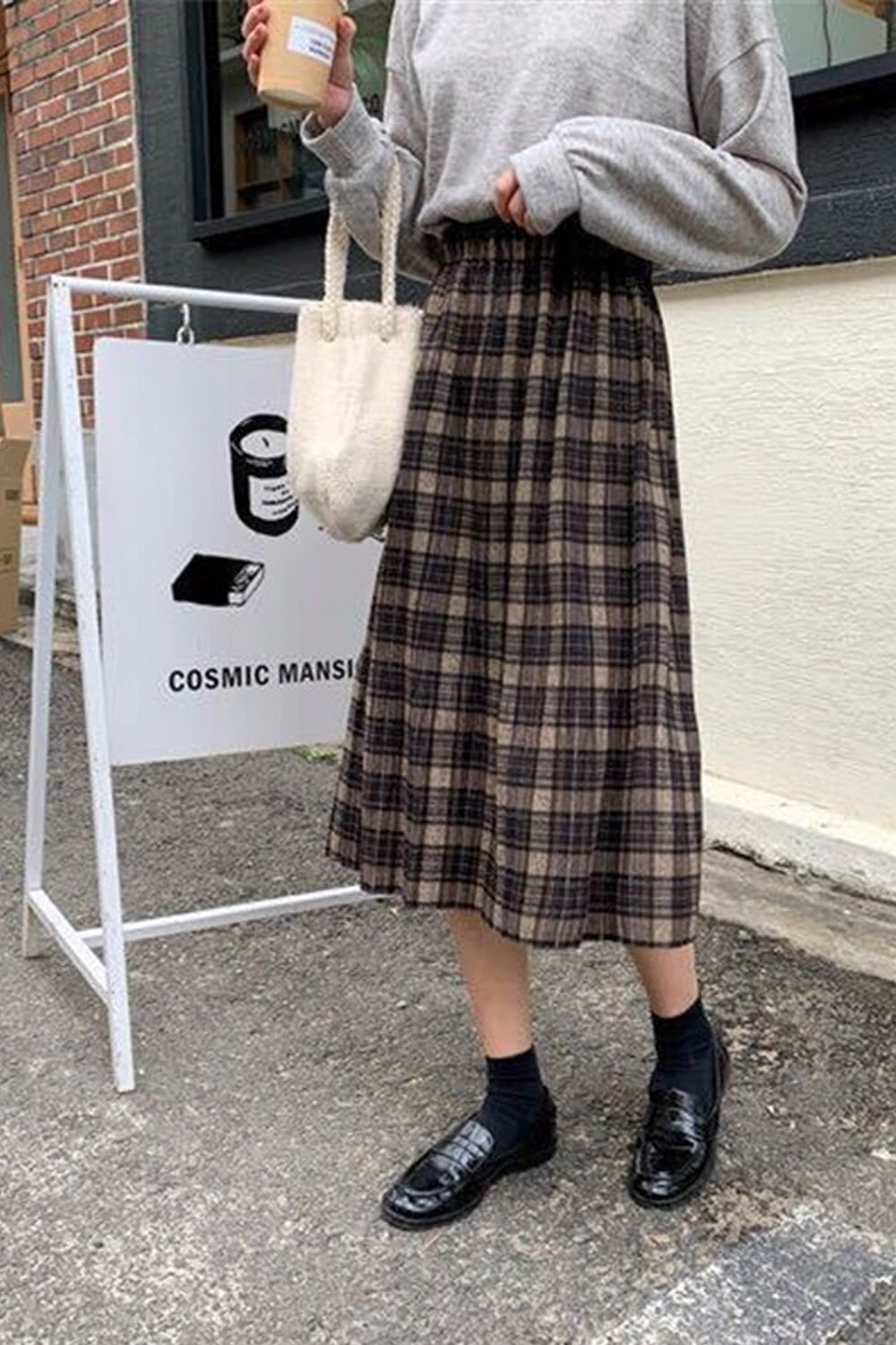 Retro-Faltenröcke aus Wolle mit hoher Taille