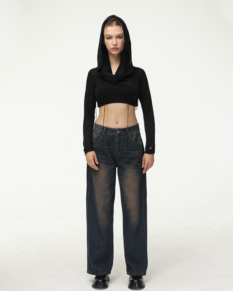 Oversize-Jeans mit verblasstem Dirigible-Aufdruck