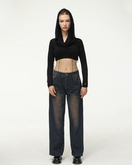 Oversize-Jeans mit verblasstem Dirigible-Aufdruck