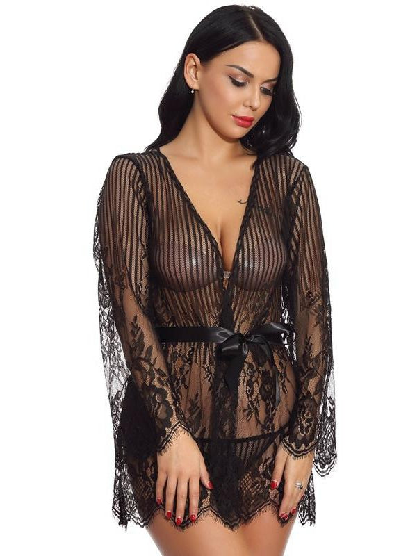Ropa de casa fina de encaje para mujer 