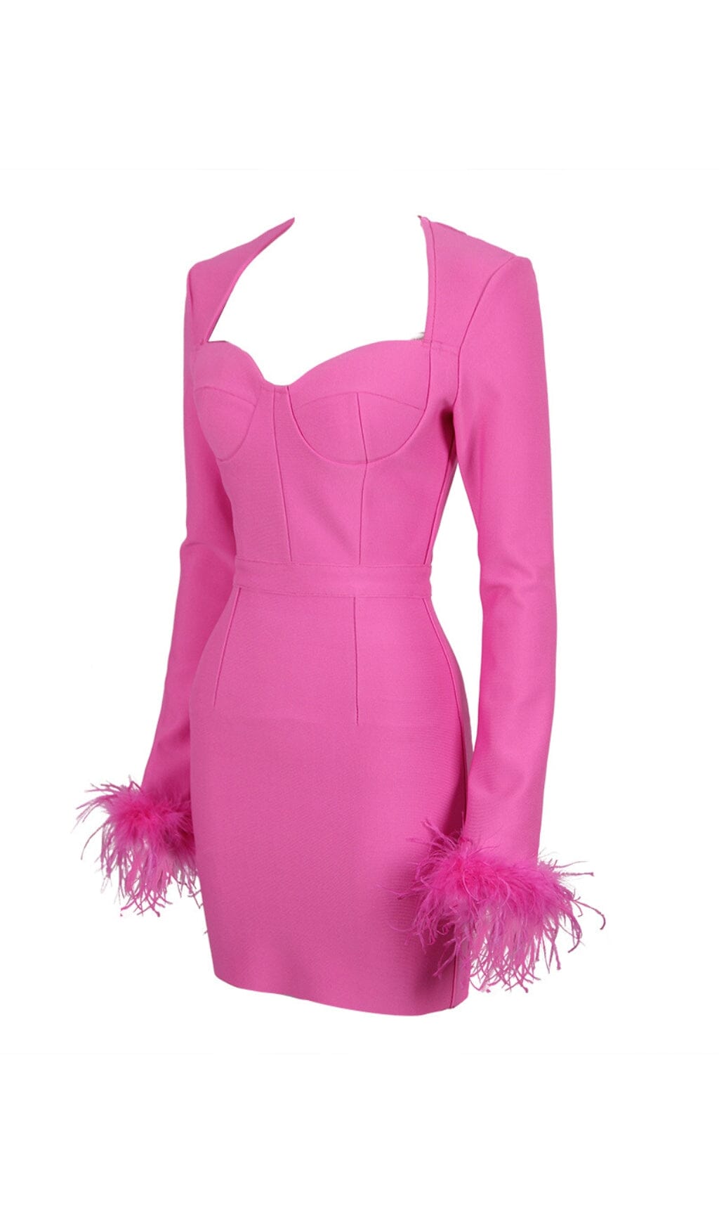 Stretch-Minikleid mit langen Ärmeln in HYPER Pink