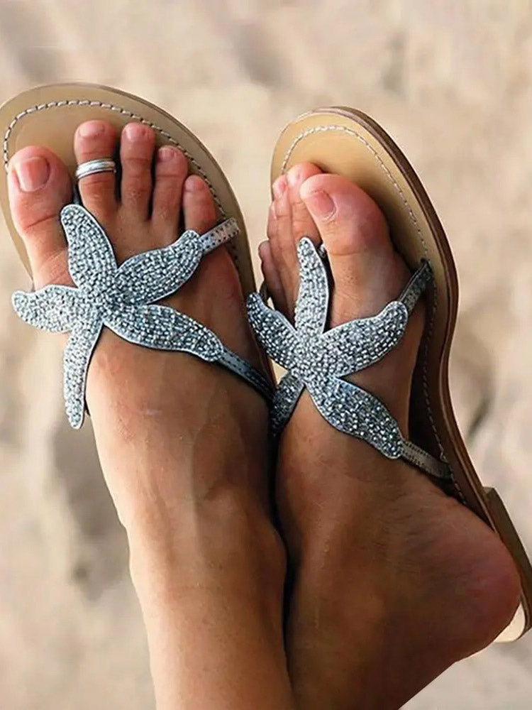Sandalen mit Perlen und Seestern-Muster