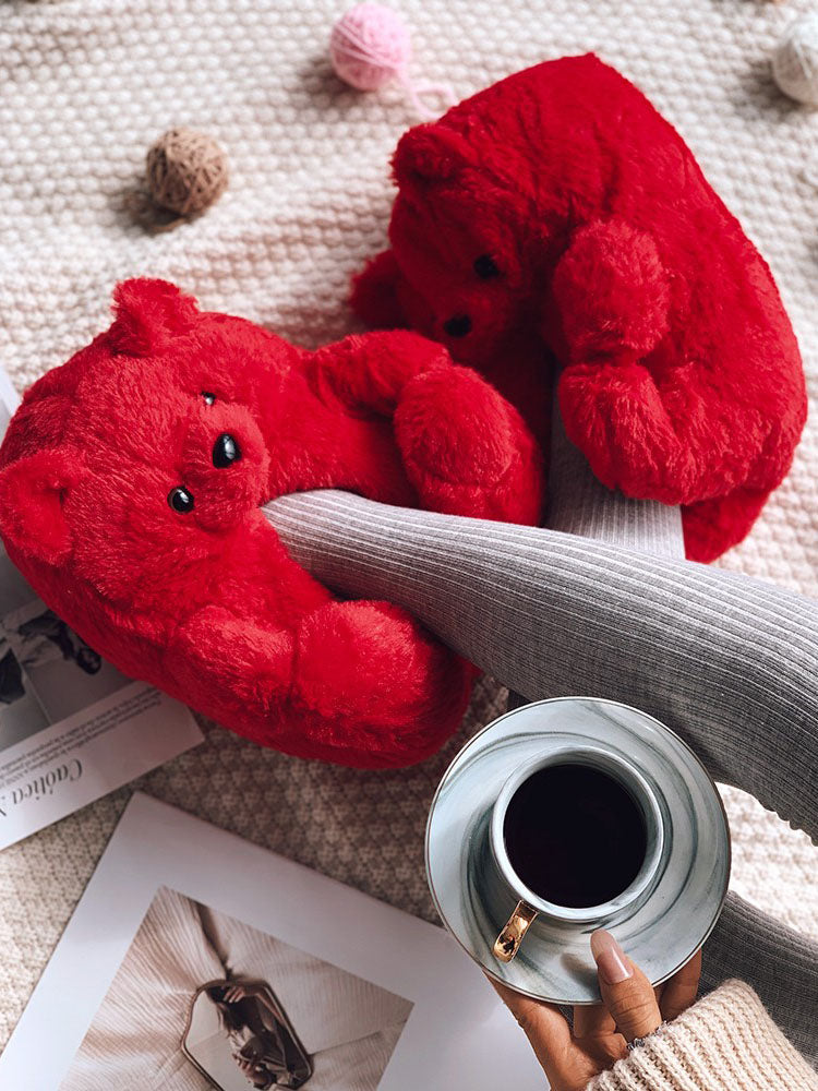Flauschige Teddybär-Hausschuhe