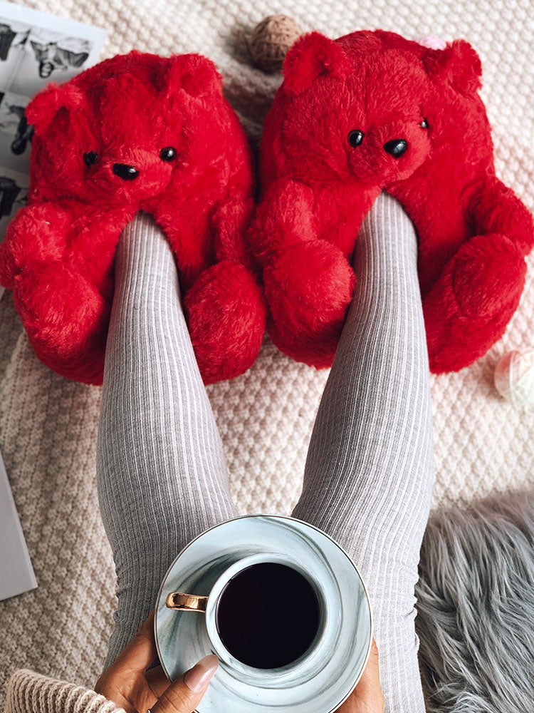 Flauschige Teddybär-Hausschuhe