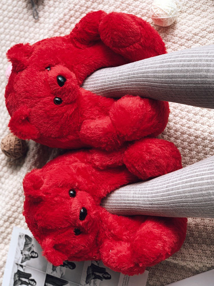 Flauschige Teddybär-Hausschuhe