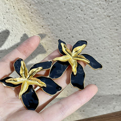 Pendientes de bloque de color con doble flor 