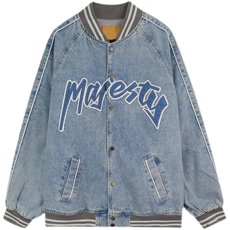 Jeansjacke mit amerikanischem Print