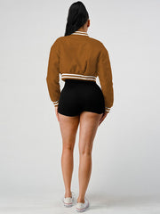 Lässige Retro Varsity Crop Baseballjacken