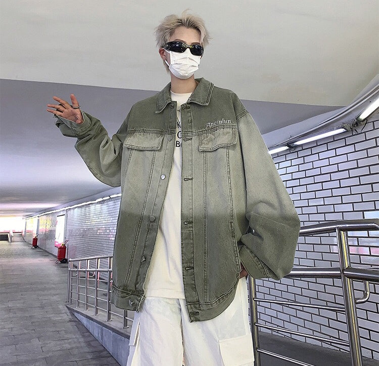 Color oversized jean jacket for men