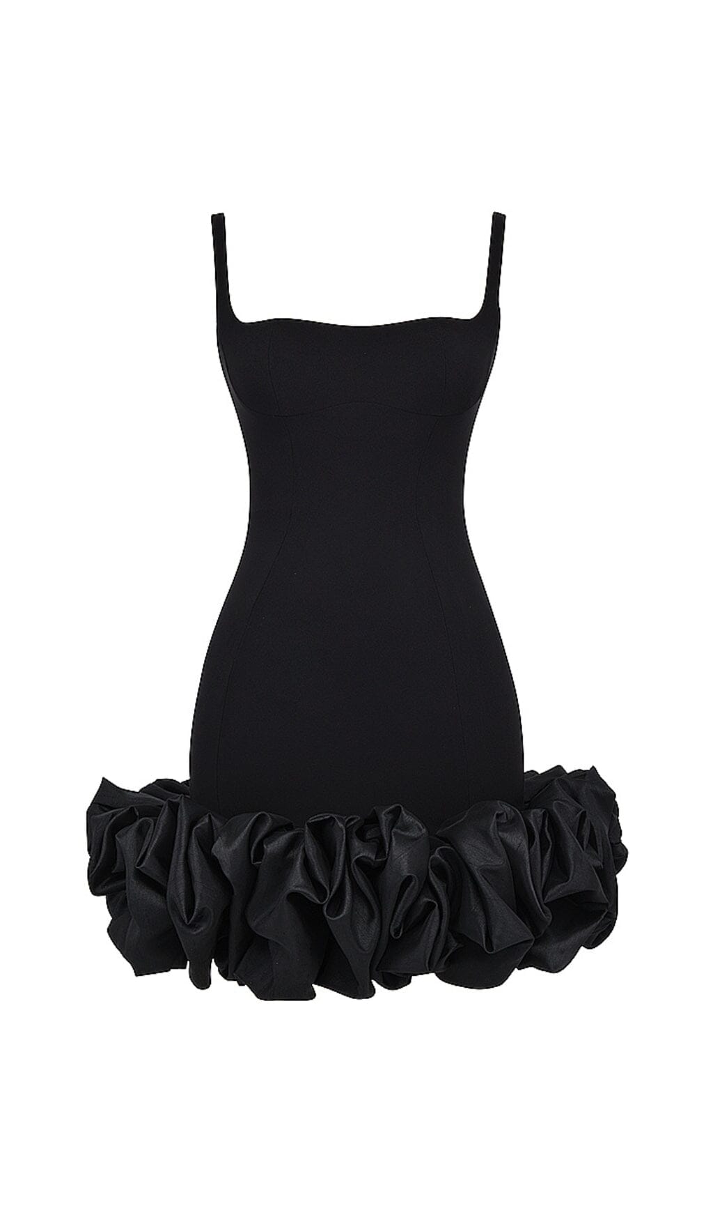 Schwarzes Kleid mit Rüschensaum