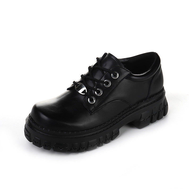 Oxford-Plateauschuhe, klobige Leder-Loafer zum Schnüren