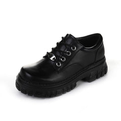 Oxford-Plateauschuhe, klobige Leder-Loafer zum Schnüren