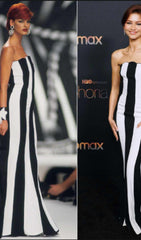 Trägerloses, gestreiftes Maxikleid
