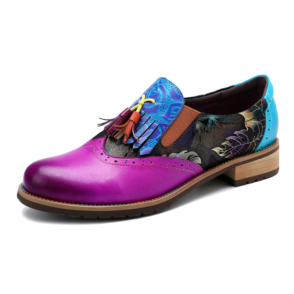 Oxford Retro College Style Brogue Quaste Leder Damenschuhe