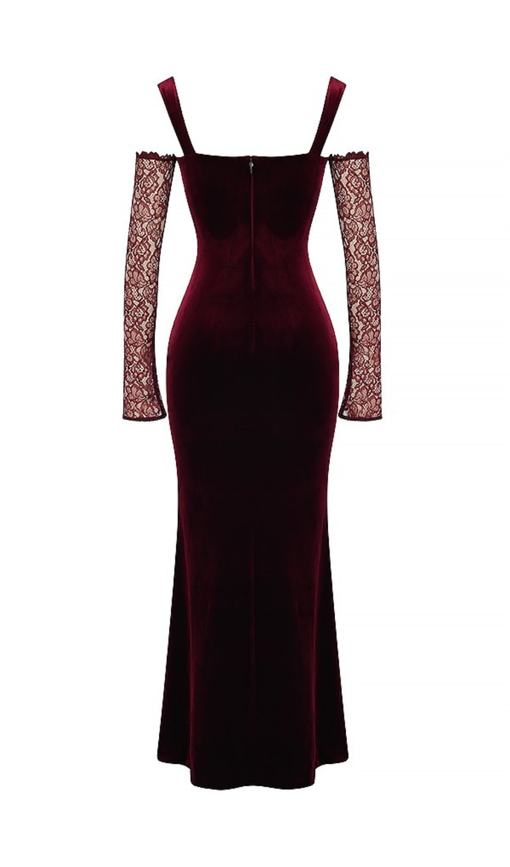 Maxikleid aus schwarzem Kirschsamt