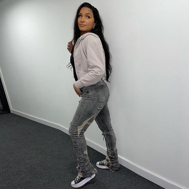Verwaschene weiße Slim-Jeans