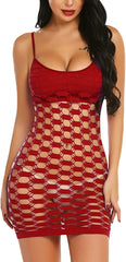 Avidlove Fischnetz-Dessous mit Netz-Loch-Trägern, Chemise, Babydoll, Minikleid